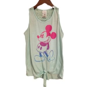 Disney Mickey Mouse Racer Back Tank Mint Green Junior Small